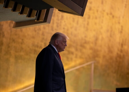 President Donald Trump delivers remarks to the 80th session of the United Nations General Assembly
